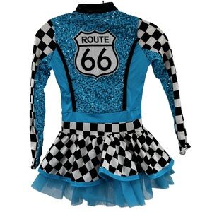 Weissman Black blue sequin checkered Route 66 dance costume dress child medium